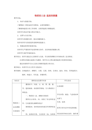 八年级物理2.1 物质的三态  温度的测量 教案一 苏科版