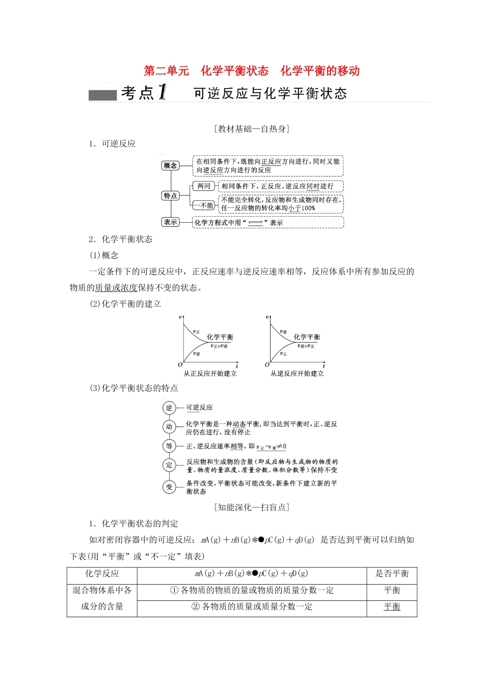 高考化学总复习 专题七 第二单元 化学平衡状态 化学平衡的移动教案 苏教版-苏教版高三全册化学教案_第1页