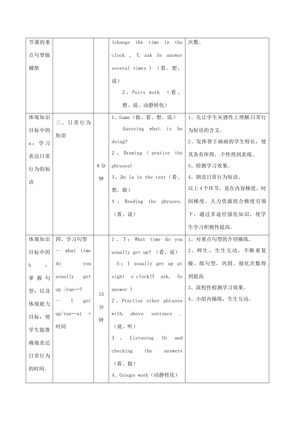广西玉林市玉州区五中七年级英语下册《Unit 2 What time do you go to school》教学设计 人教新目标版_第2页