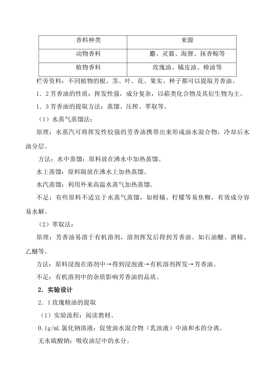 新人教版选修1高中生物植物芳香油的提取教案_第2页