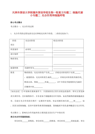 天津市高考生物一轮复习 专题2 细胞代谢2光合作用和呼吸作用教案 新人教版