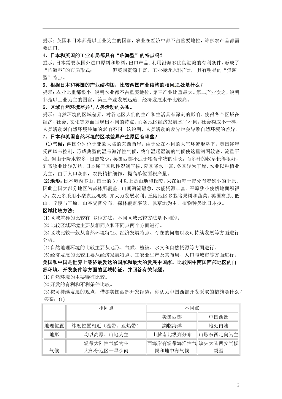 山东省冠县武训高级中学高中地理 第一单元 第二节 自然环境和人类活动的区域差异教案 新人教版必修3_第2页