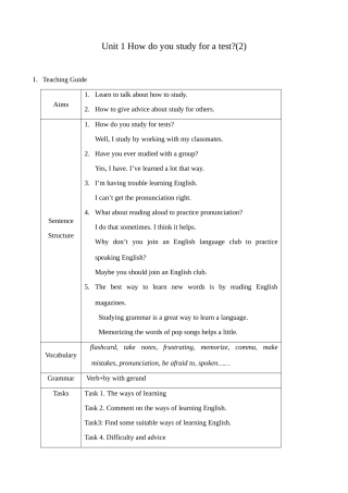 九年级英语Unit 1 How do you study for a test(2)