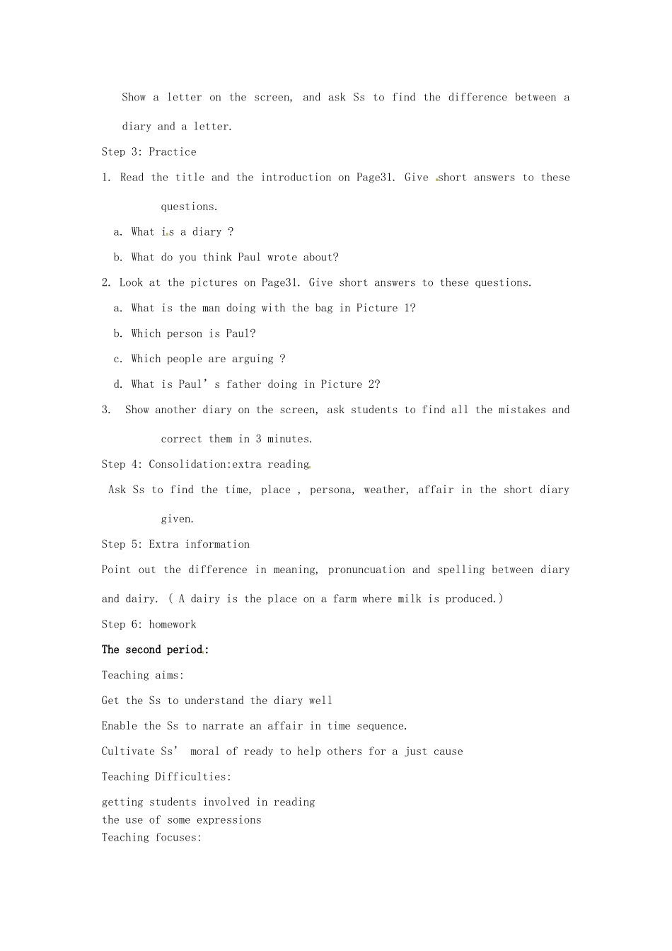 广东省深圳市宝安区上寮学校七年级英语上册《Chapter3 Troubles》教案 牛津版_第2页