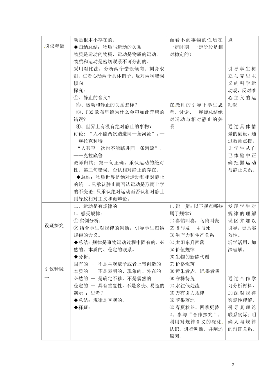 广东省阳东广雅中学高二政治 2-4-2《认识运动 把握规律》教案 新人教版_第2页