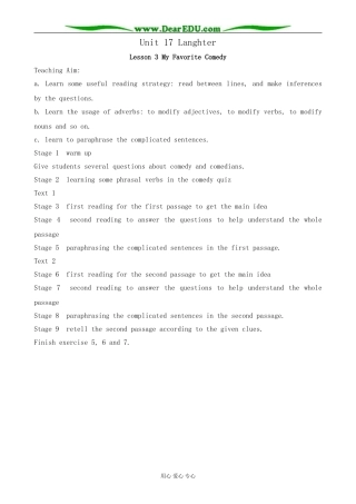 英语北师大版必修6 Unit17 Langhter--Lesson 3 My Favorite Comedy