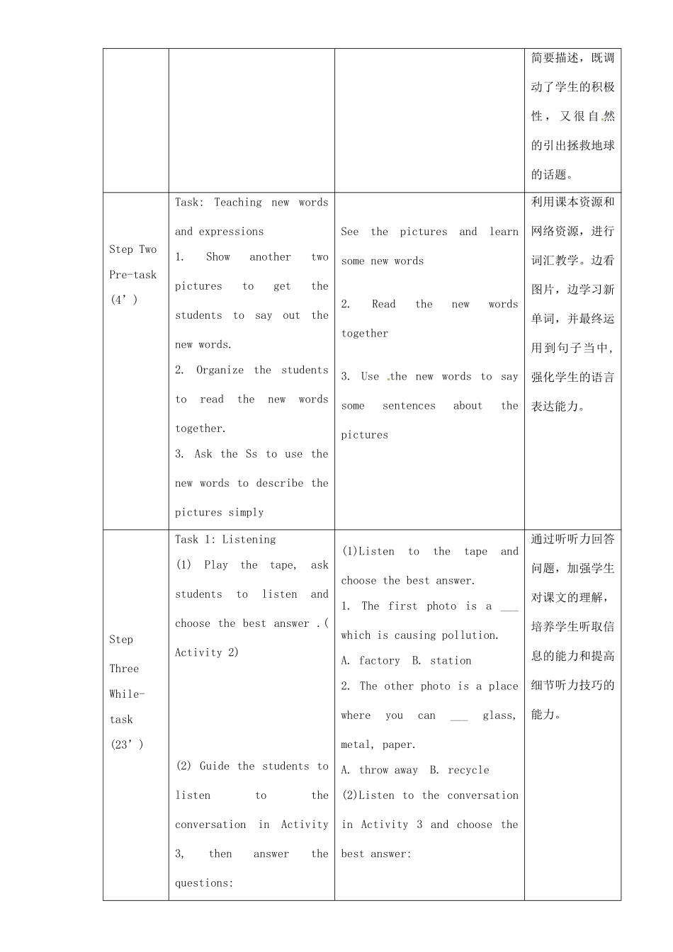 九年级英语上册 Module 6 Unit 1 It’s wasteful to throw away paper and metal教案 外研版-外研版初中九年级上册英语教案_第2页