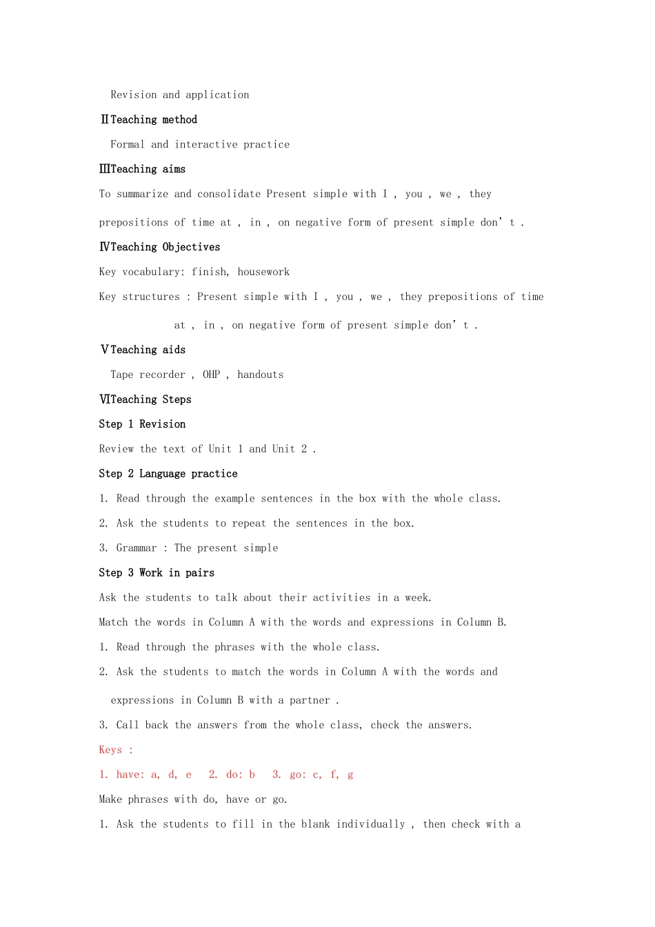 七年级英语上册 Module 5 My School Day Unit 3 Language in use教案 （新版）外研版_第2页