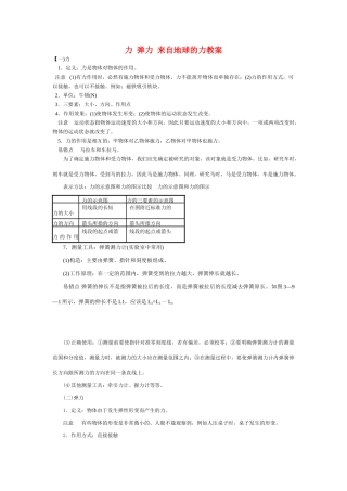 八年级物理 力 弹力 来自地球的力教案 沪科版