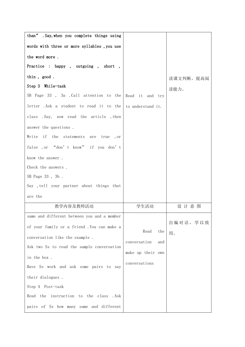 八年级英语上册 Unit6 I’m more outgoing than my sister示范教案2 人教新目标版_第2页