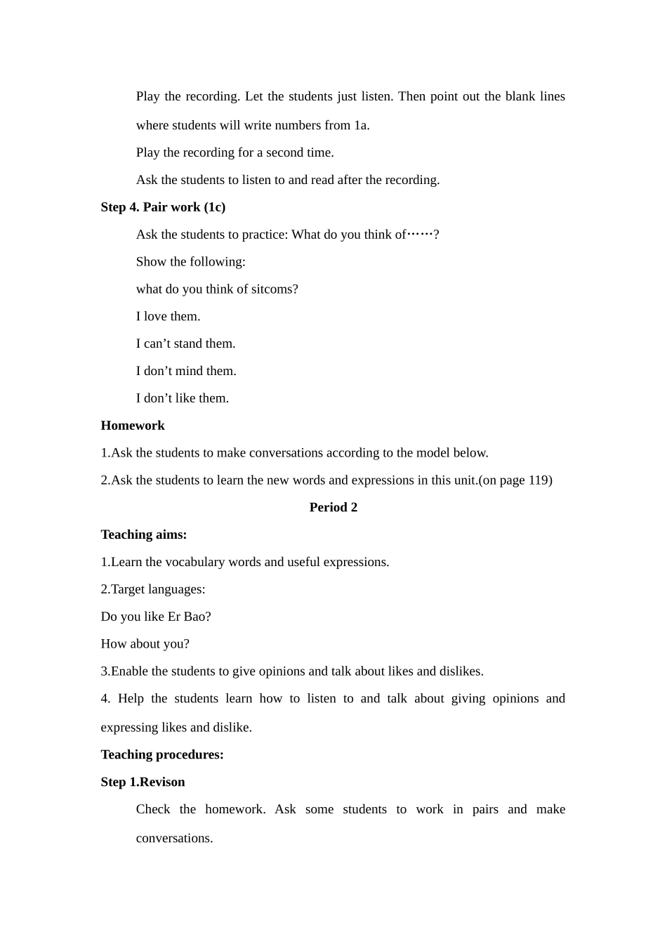 七年级英语下册Unit 11 What do you think of game shows教案新目标_第3页