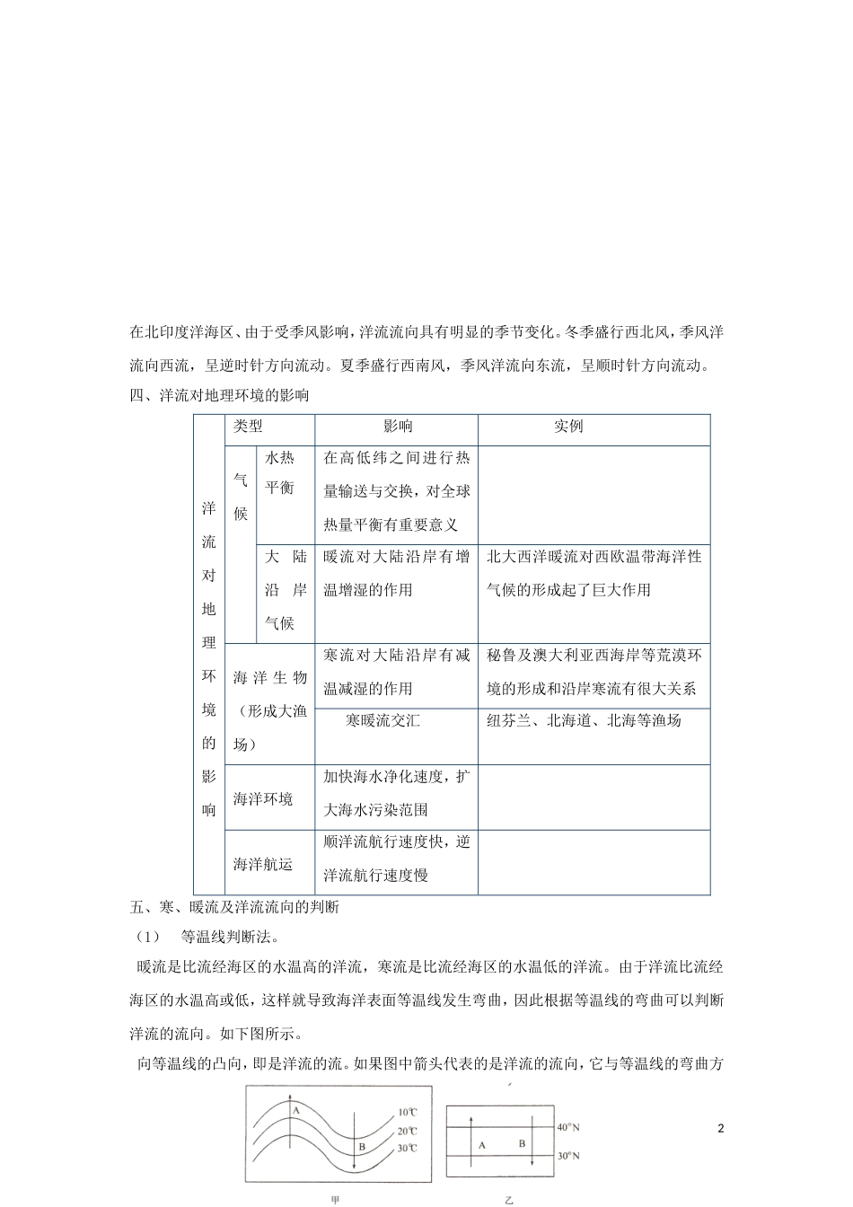 湖北省武汉市高考地理 第七讲 洋流复习讲义 新人教版必修1-新人教版高三必修1地理教案_第2页