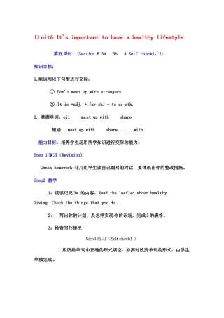 九年级英语：Unit 10 It’s important to have a healthy lifestyle（教案5）鲁教版