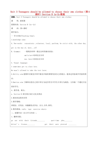 宁夏银川市第四中学九年级英语全册 Unit 3 Teenagers should be allowed to choose their own clothes（第4课时）Section B 1a-2c教案 人教新目标版