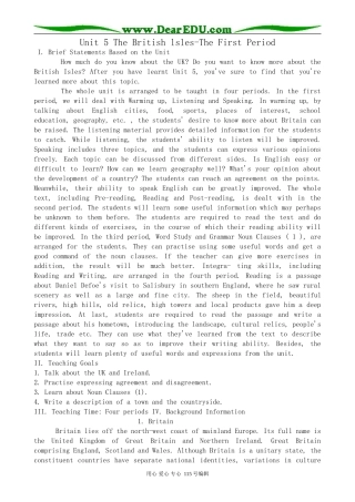 高中英语第二册上Unit 5 The British lsles-The First Period