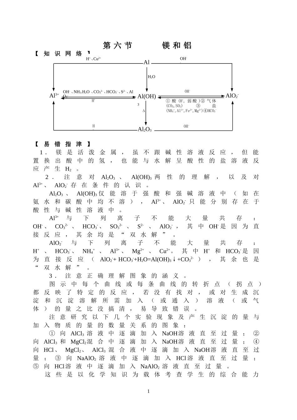 高三成套优秀复习讲义-镁和铝_第1页