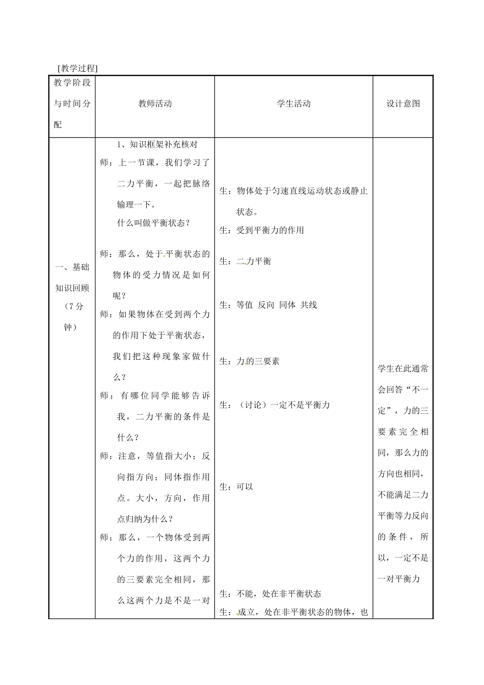 江苏省徐州黄山外国语学校八年级物理下册 二力平衡教案 苏科版_第2页