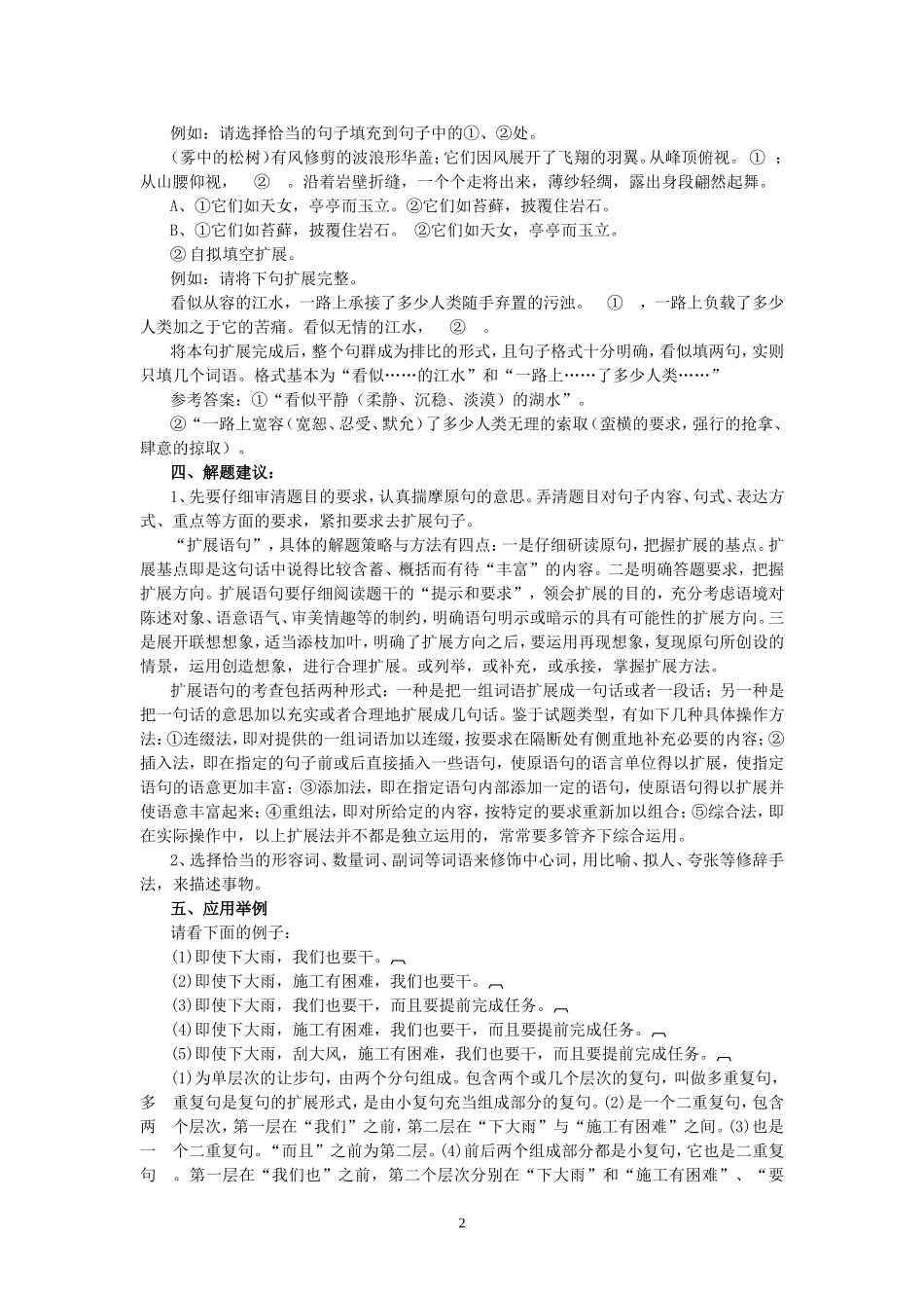高考语文扩展语句、压缩语段教案_第2页