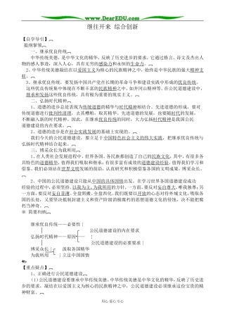 新人教版高中政治选修6继往开来 综合创新教案