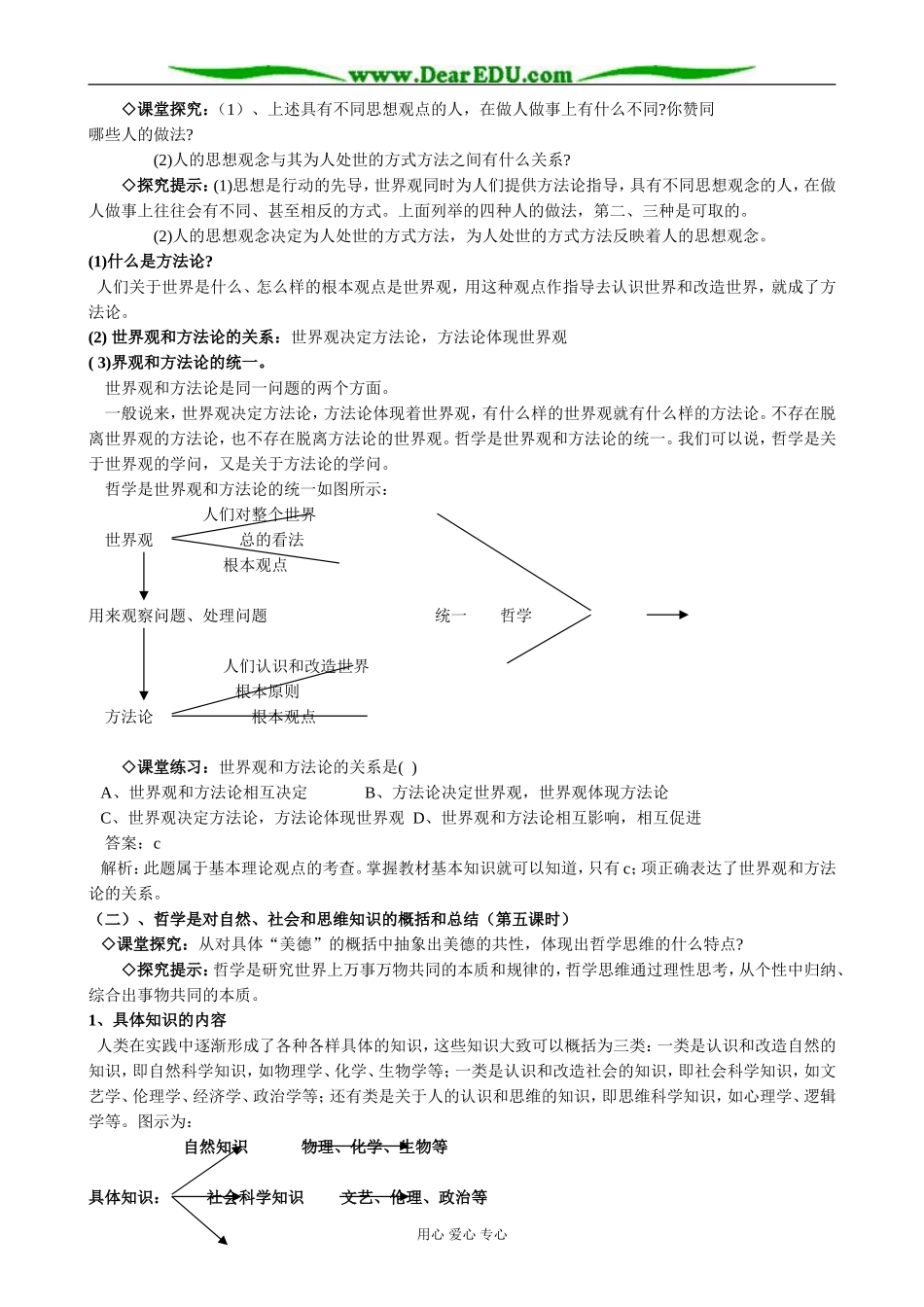 高中政治关于世界观的学说教案 新课标 人教版 必修4_第2页