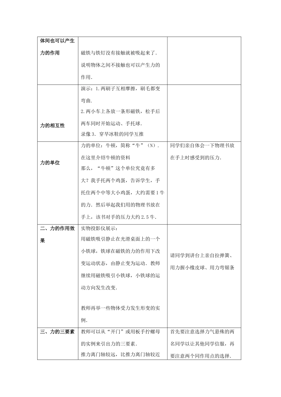 八年级物理下册《7.1 力》教案 （新版）北师大版_第3页