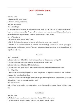 高中英语Unit 3 Life in the future 人教版必修五