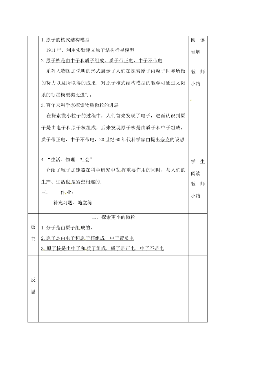 江苏省淮安市八年级物理下册 7.3探索更小的微粒教案 （新版）苏科版-（新版）苏科版初中八年级下册物理教案_第2页