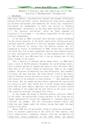 外研版英语必修10 Module3 Slavery and the American Civil War-Background information 