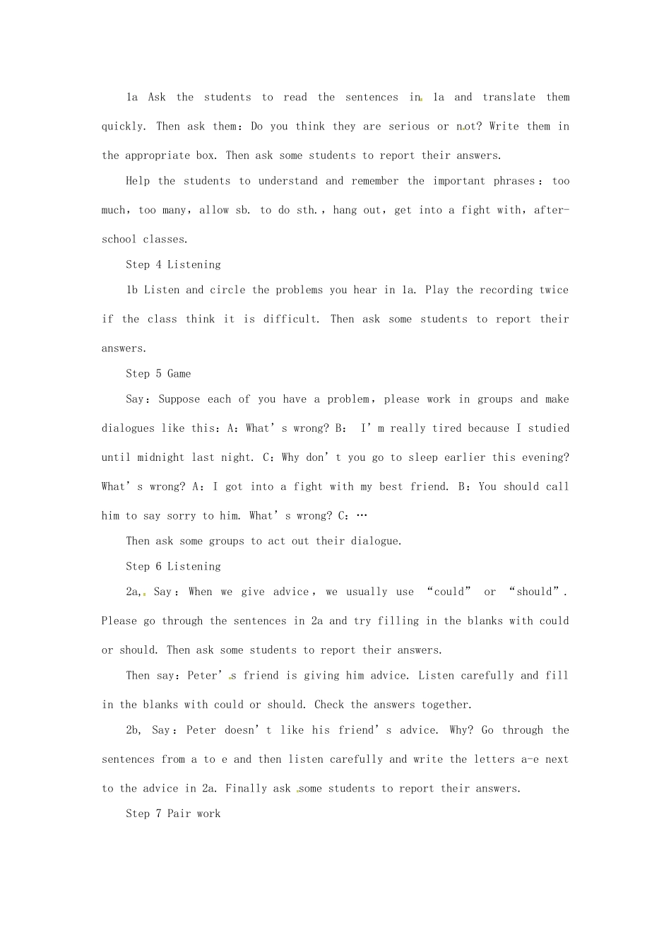 山东郓城县随官屯镇八年级英语下册 Unit 4 Why don’t you talk to your parents（第1课时）Section A（1a-2d）教学设计 （新版）人教新目标版-（新版）人教新目标版初中八年级下册英语教案_第2页