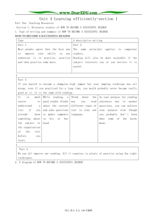 高中英语Unit 4 Learning efficiently-section 1