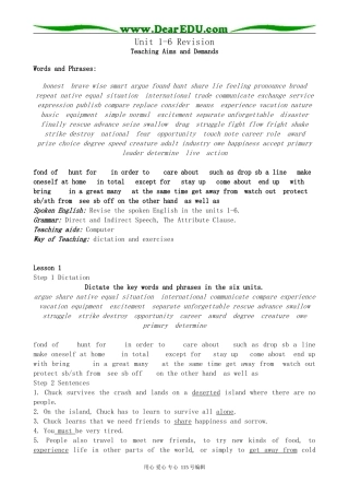 人教版高中英语第一册Unit1-6 Revision