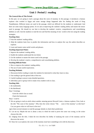 高中英语Unit 3 Period 2  reading