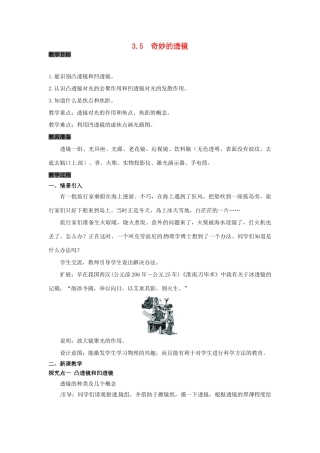 八年级物理上册 3.5 奇妙的透镜教案 粤教沪版-粤教沪版初中八年级上册物理教案