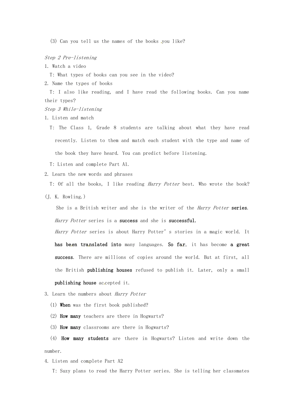 校八年级英语下册 Unit 4 A good read Integrated skills教案 （新版）牛津版-（新版）牛津版初中八年级下册英语教案_第2页