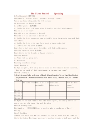 高中英语上学期第5周 The First Period Speaking教学设计-人教版高中全册英语教案
