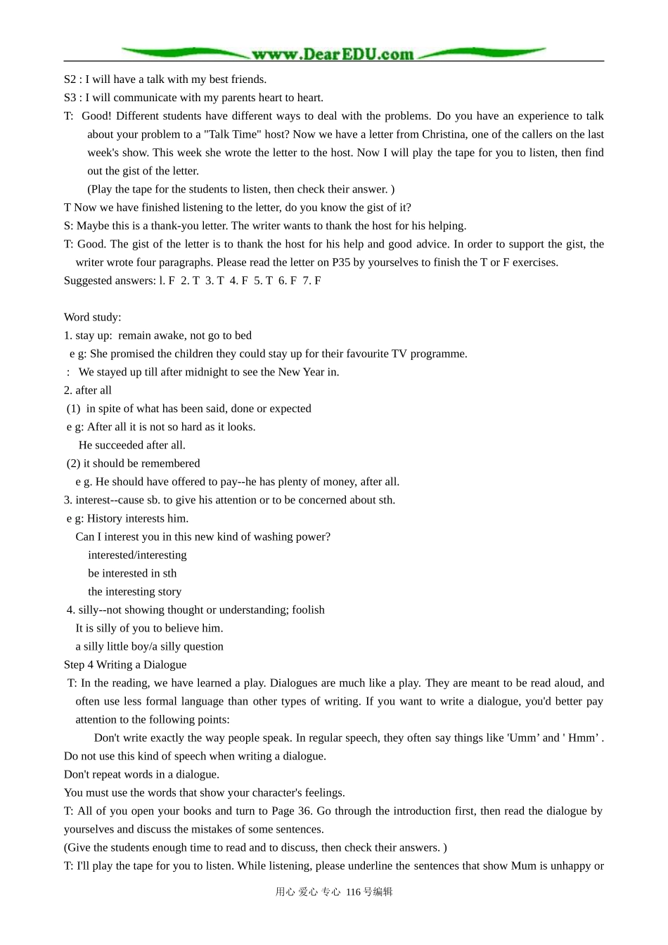 高中英语Unit 2  Period 5  task  Presenting a dialogue教案_第3页