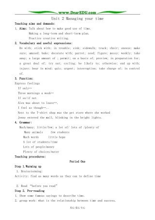 冀教版英语必修5 Unit 2 Managing your time2