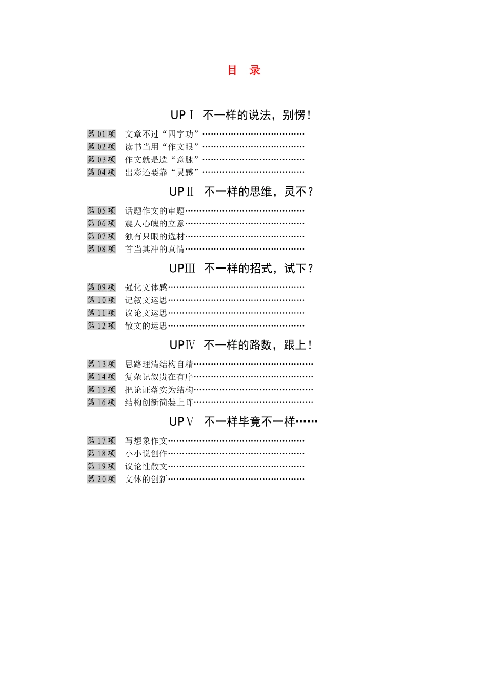 高三语文 二十项作文技巧 目录_第1页