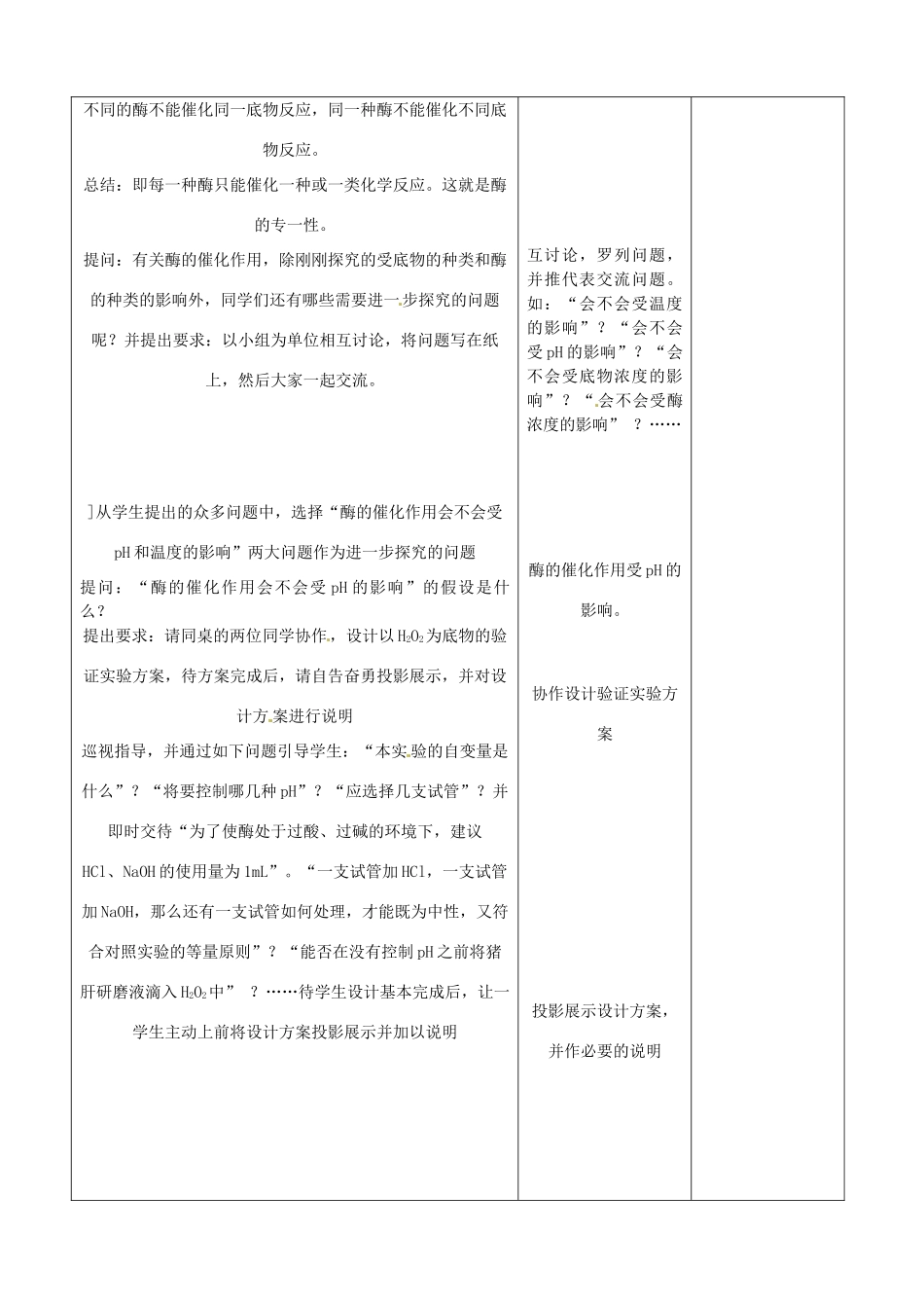 山东省郯城县第三初级中学高三生物上册《酶的特性》教案 新人教版_第2页