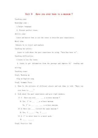 山东省郯城县新村乡中学八年级英语下册 Unit 9 Have you ever been to a museum Grammar Focus-4c教案 （新版）人教新目标板