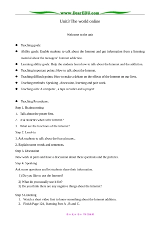 高中英语必修7Unit3 The world online