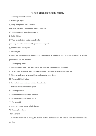 九年级英语I'll help clean up the city parks(2)