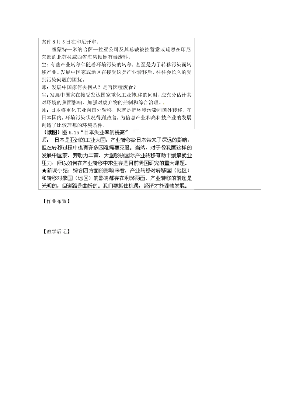 江苏省江阴市成化高级中学高中地理 5.2 产业转移 以东亚为例教案2 新人教版必修3_第2页