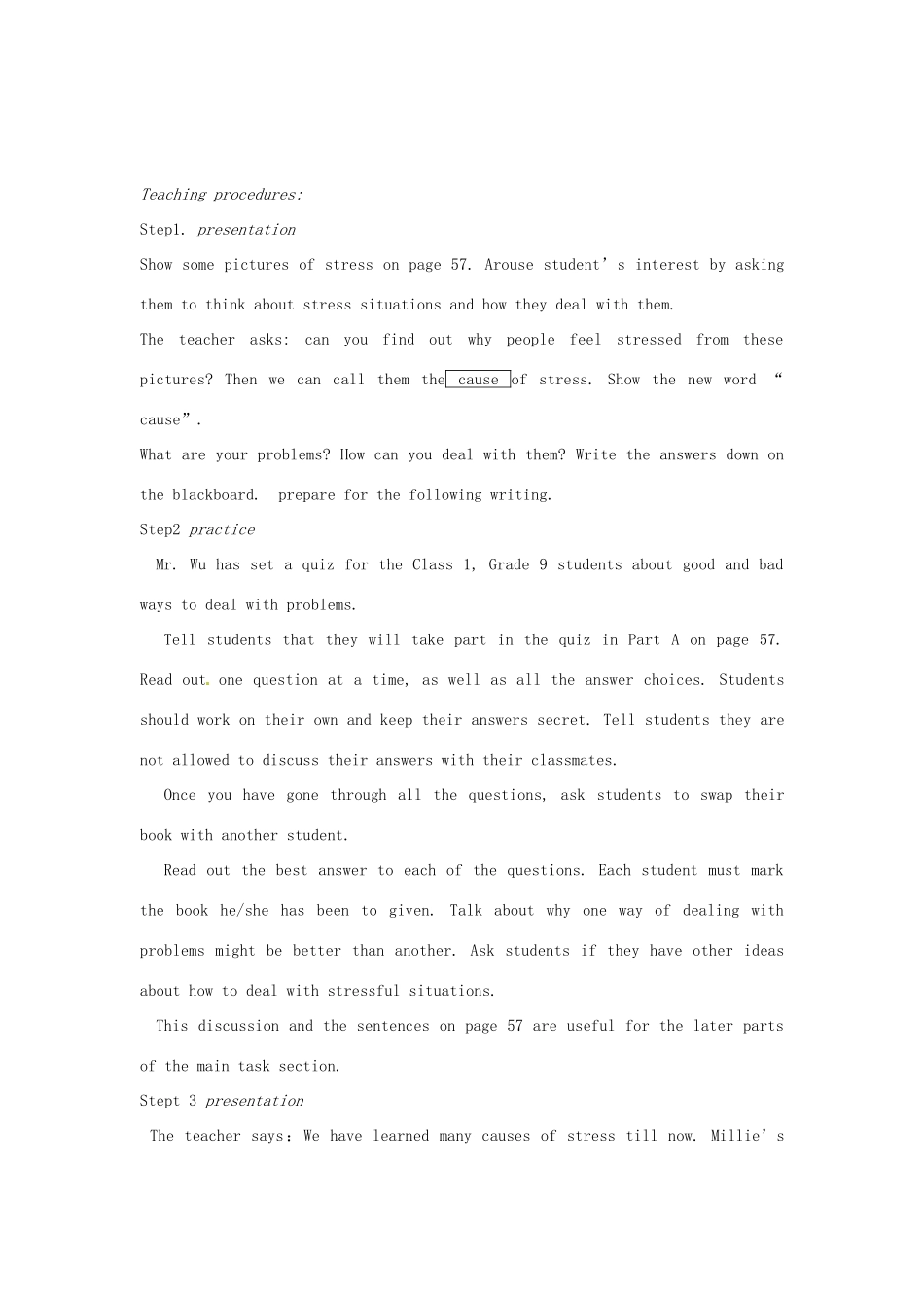 江苏省东台市唐洋镇中学九年级英语上册《Unit 3 Teenage problems》教案设计 牛津版_第2页