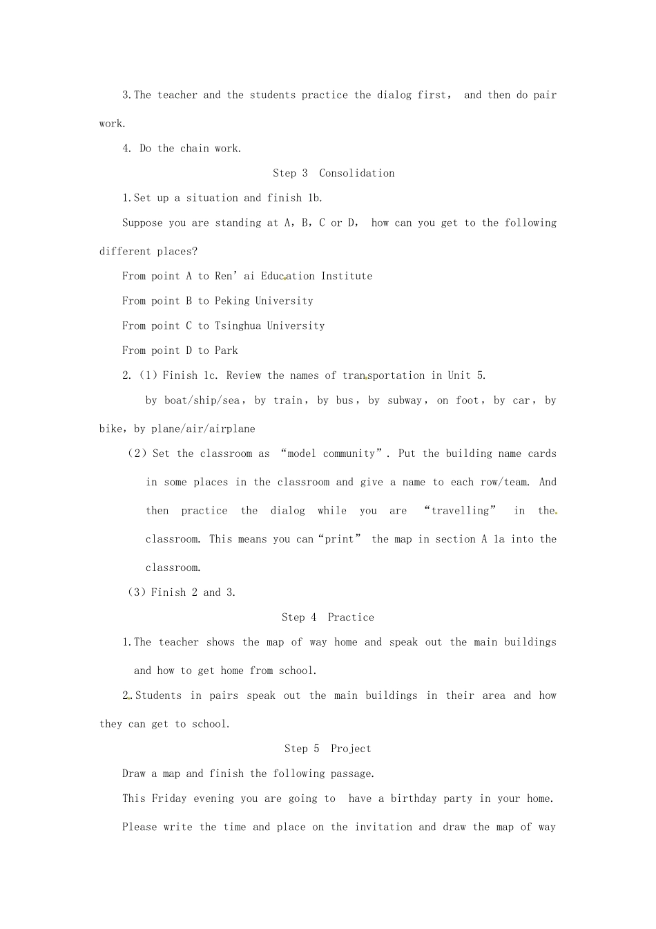 七年级英语下册 Unit 6 Topic 3 How can I get to the bookstore教案 仁爱版_第3页
