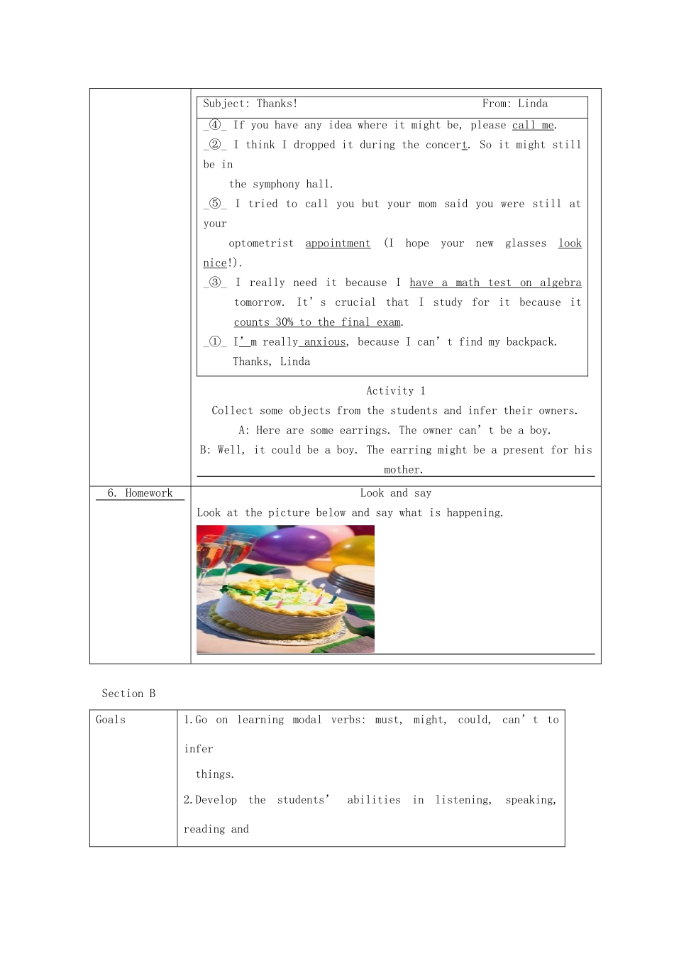 九年级英语上册 Unit 5《It must belong to Carla》教案 人教新目标版_第3页