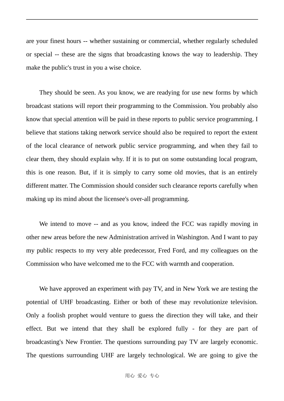 高中英语Unit4 文章 Newton N. Minow Television and the Public Interest 4人教版必修五_第2页