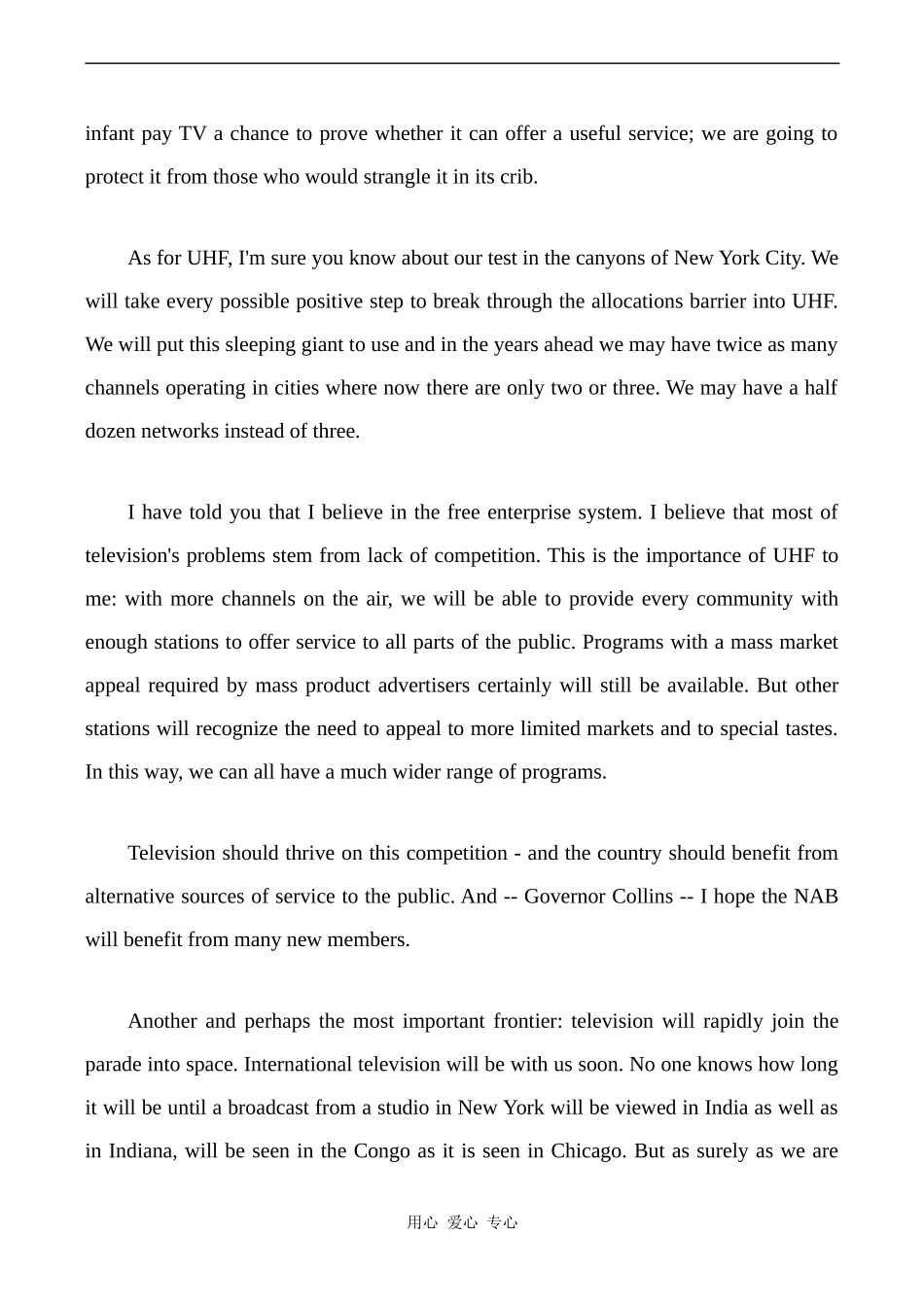 高中英语Unit4 文章 Newton N. Minow Television and the Public Interest 4人教版必修五_第3页