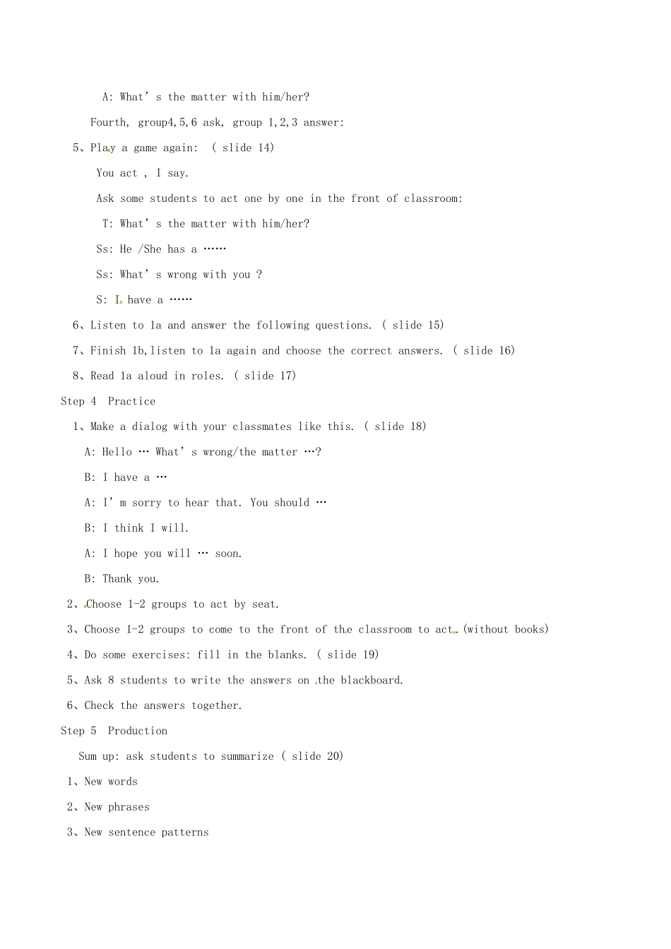 八年级英语上册《Unit 2 Keeping Healthy Topic 1 You should brush your teeth twice a day Section A》教案 （新版）仁爱版-（新版）仁爱版初中八年级上册英语教案_第3页