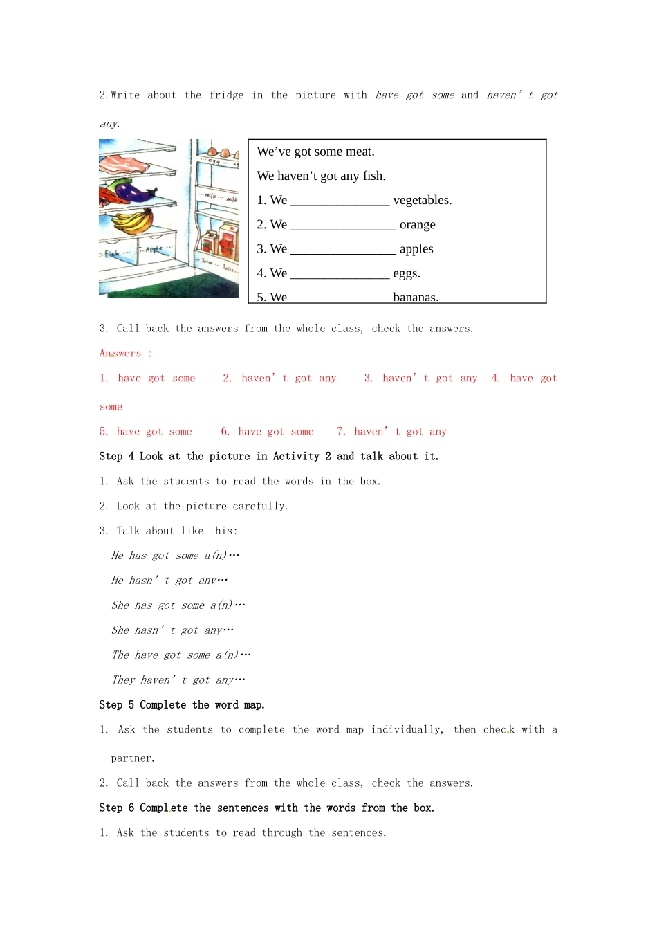 天津市武清区杨村第五中学七年级英语上册《Module 4 Healthy food Unit 3 Language in use》教案 （新版）外研版_第3页
